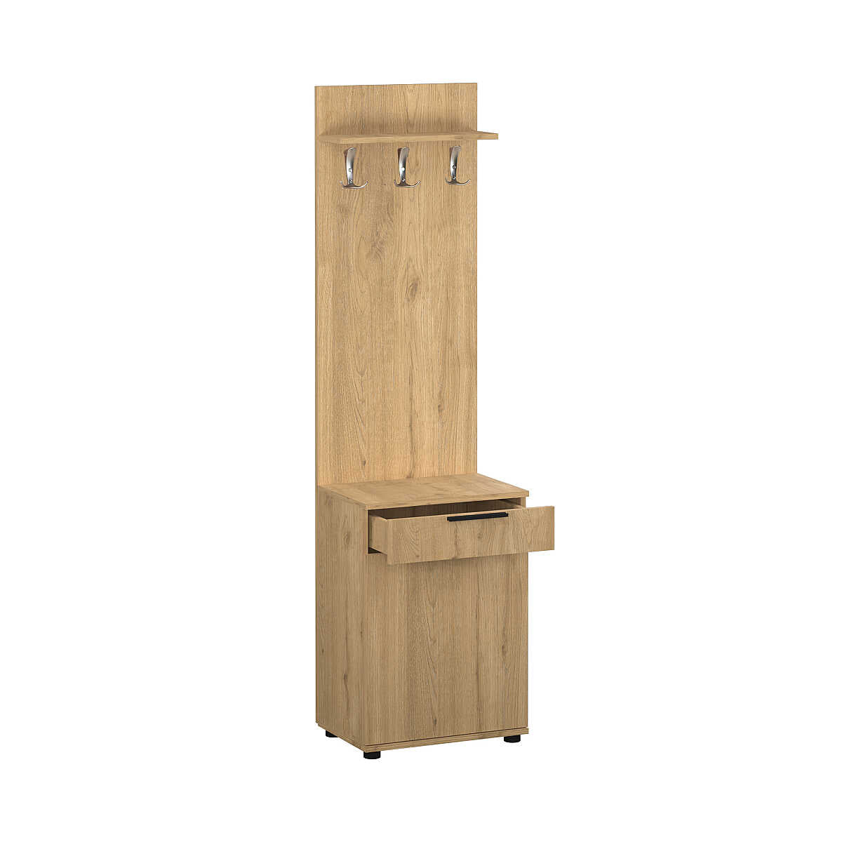 Cuier cu Pantofar Adore Porto Aero cu usa si sertar, Alb - Stejar, 52x187x36 cm - Stejar