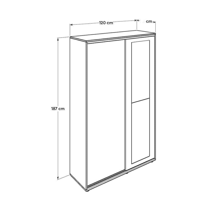 Cuier cu pantofar Adore Porto Maxi, 2 usi cu oglinda, 12 rafturi, capacitate 32 perechi incaltaminte, Alb - Natur, 120x187x40 cm