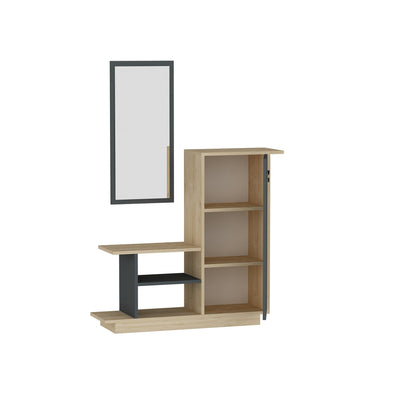 Cuier cu pantofar Asya cu Oglinda, Stejar, 80 x 90 x 30 cm