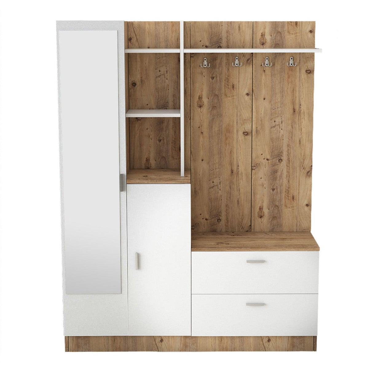 Cuier cu pantofar Cripsi, 140x182x37 cm - Stejar