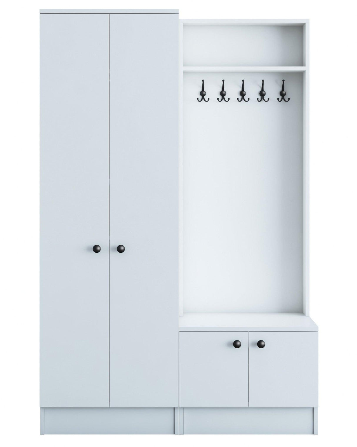 Cuier cu pantofar Belhanda cu 4 usi, Alb, 120 x 183 x 37 cm