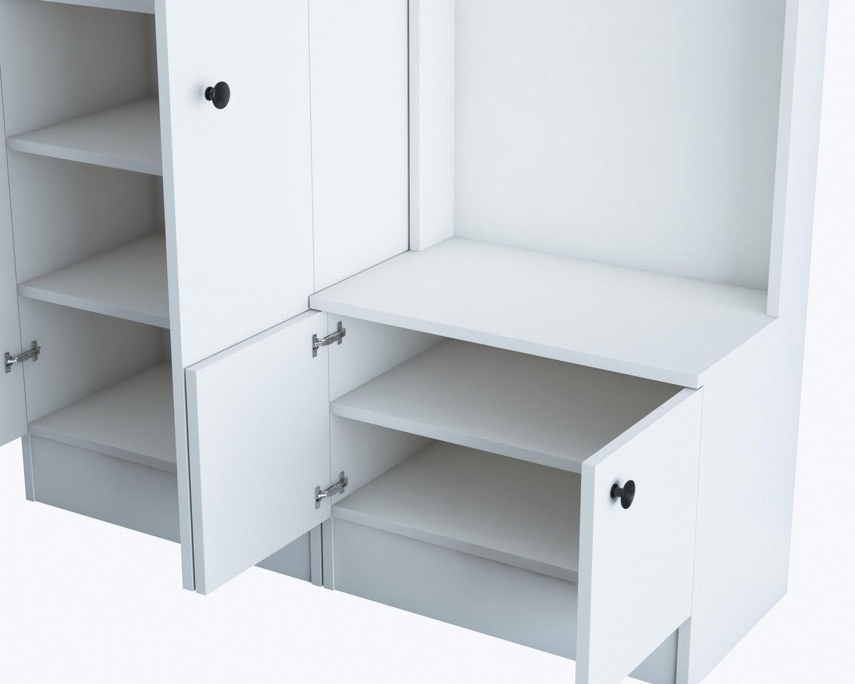 Cuier cu pantofar Belhanda cu 4 usi, Alb, 120 x 183 x 37 cm