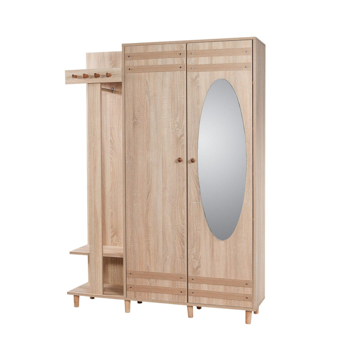 Cuier cu pantofar GARMANTO 135-200 Hall Stand 1, Stejar Sonoma, 194x36x135 cm