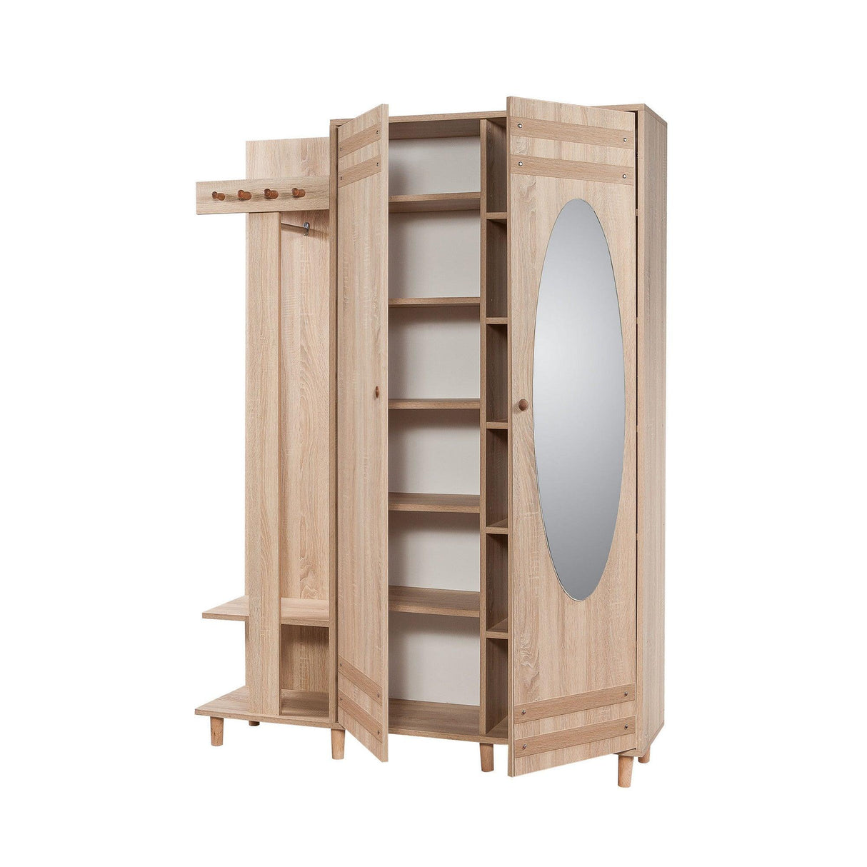 Cuier cu pantofar GARMANTO 135-200 Hall Stand 1, Stejar Sonoma, 194x36x135 cm