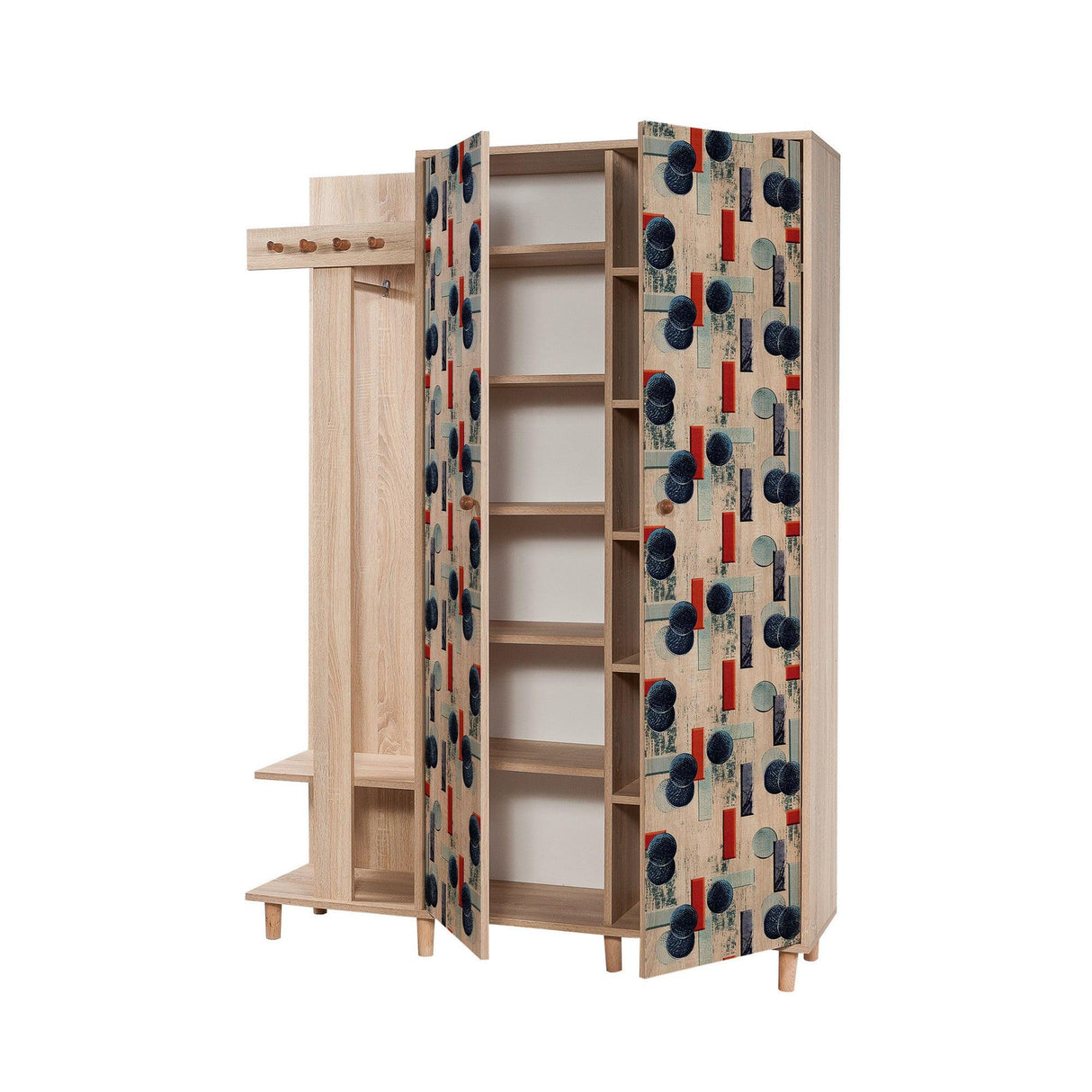 Cuier cu pantofar GARMANTO 135-200 Hall Stand 3, Stejar Sonoma, 194x36x135 cm