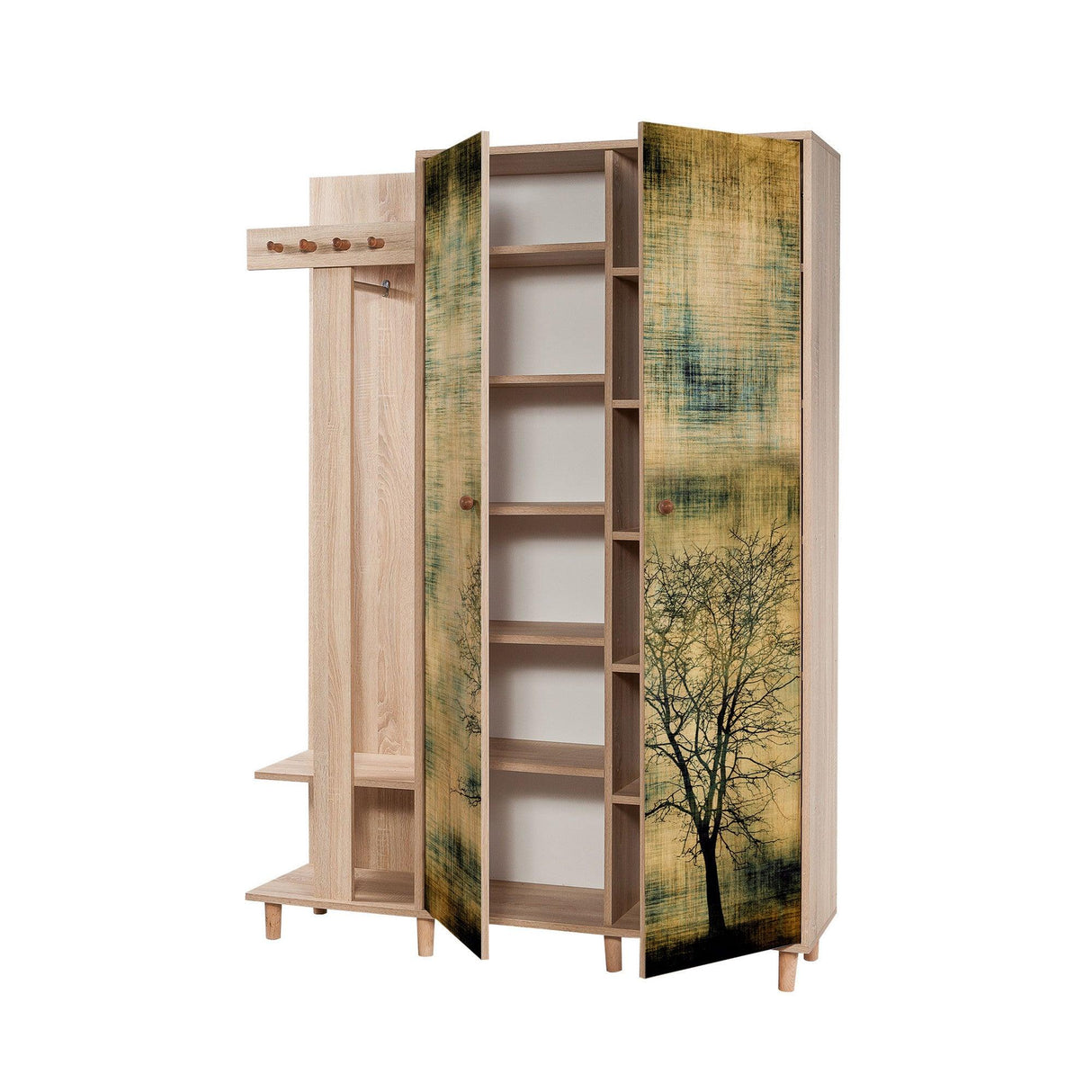 Cuier cu pantofar Garmanto 135-729, Stejar Sonoma, 135x194x36 cm