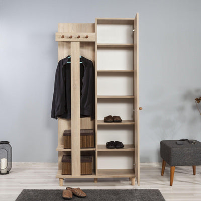 Cuier cu pantofar Garmanto 90 - 200 Hall Stand 2, Stejar Sonoma, 194x36x90 cm