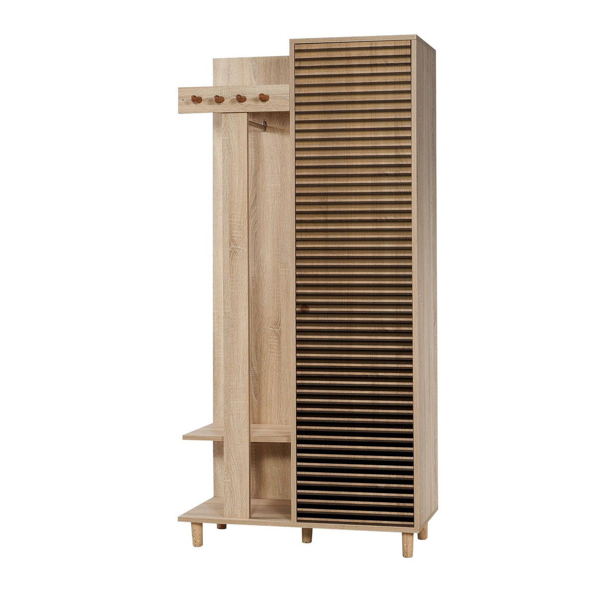 Cuier cu pantofar Garmanto 90 - 200 Hall Stand 2, Stejar Sonoma, 194x36x90 cm
