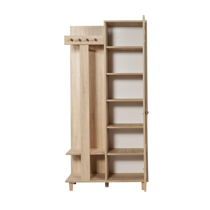 Cuier cu pantofar Garmanto 90 - 200 Hall Stand 2, Stejar Sonoma, 194x36x90 cm