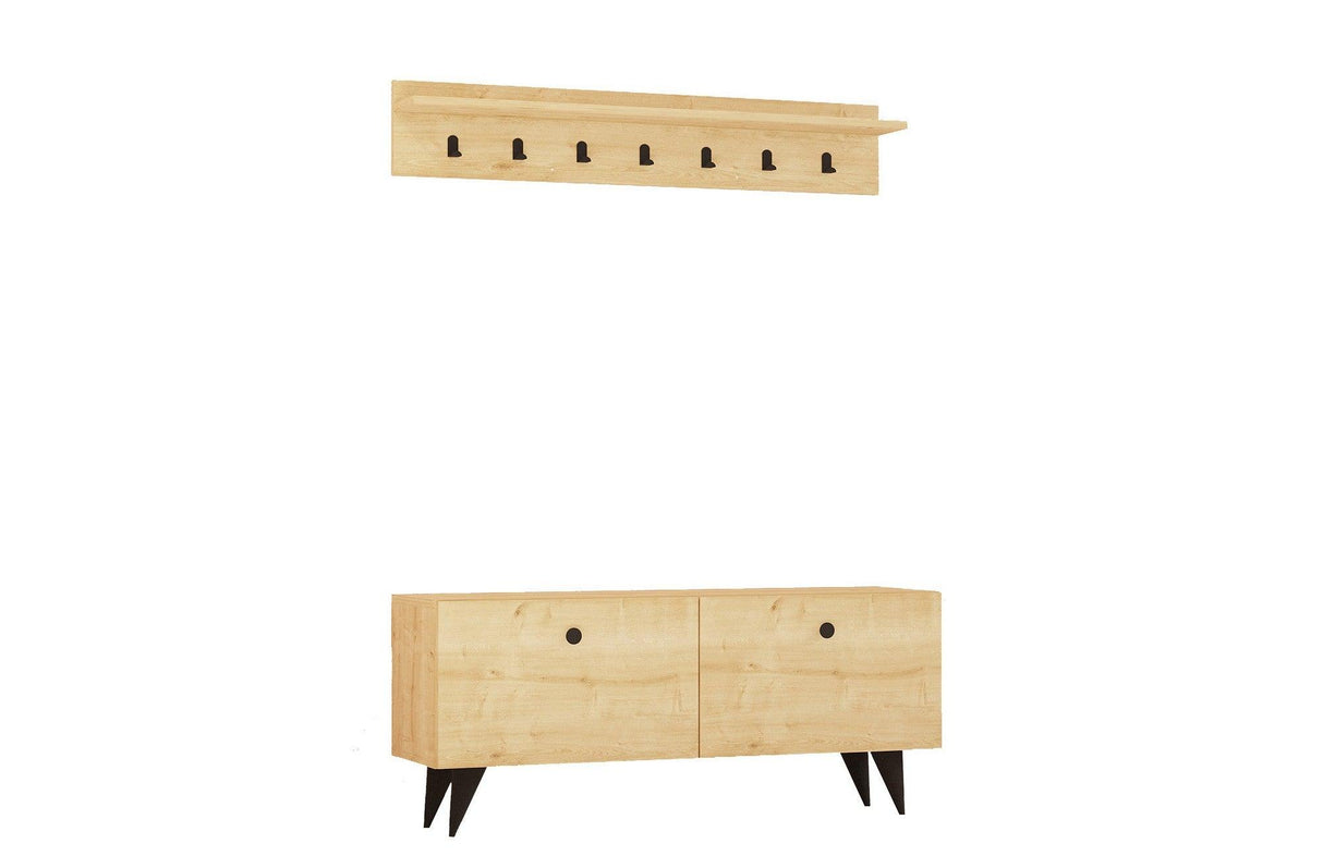 Cuier cu pantofar Hdy, Stejar, 113x48,5x35 cm