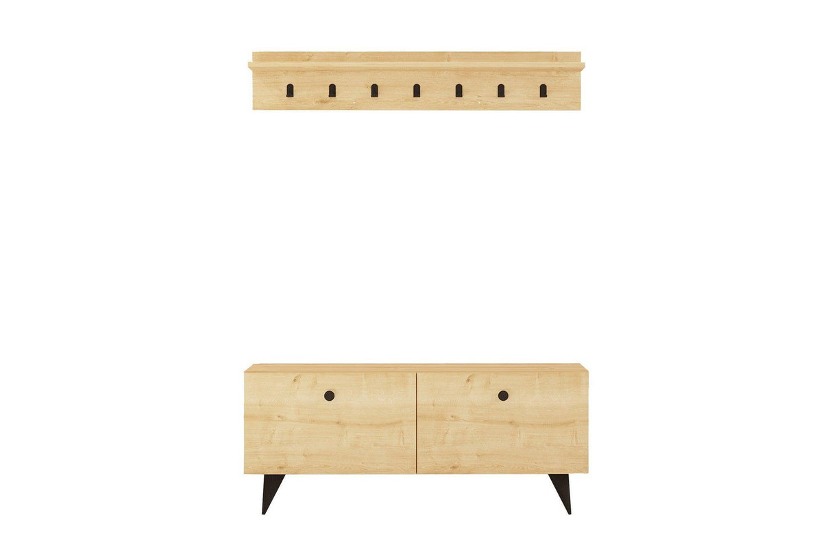 Cuier cu pantofar Hdy, Stejar, 113x48,5x35 cm