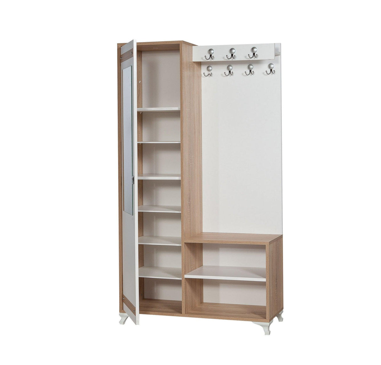 Cuier cu pantofar İNCİ-200 Hall Stand, Stejar Sonoma, 190x36x100 cm