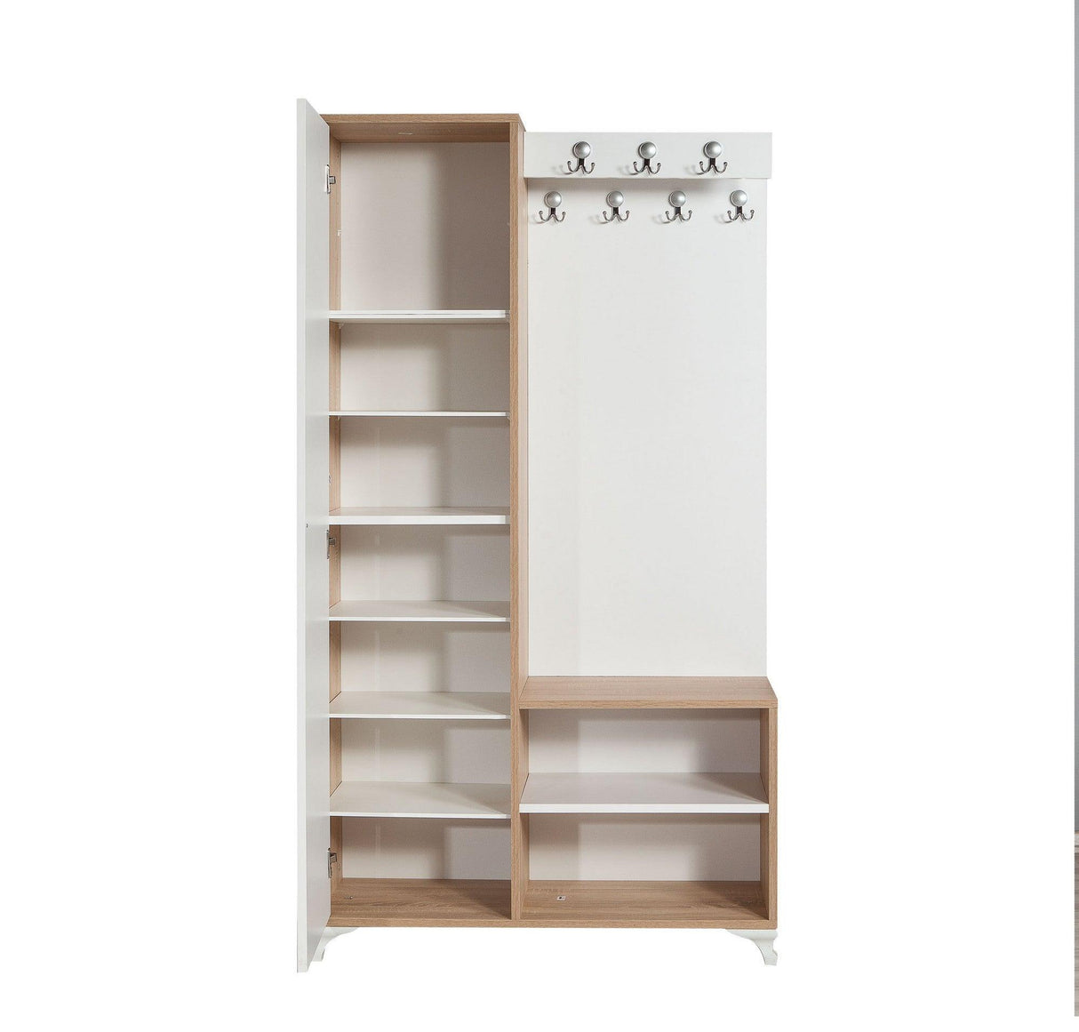 Cuier cu pantofar İNCİ-200 Hall Stand, Stejar Sonoma, 190x36x100 cm