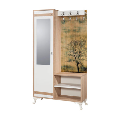 Cuier cu pantofar İNCİ-723 Hall Stand 2, Stejar Sonoma, 190x36x100 cm