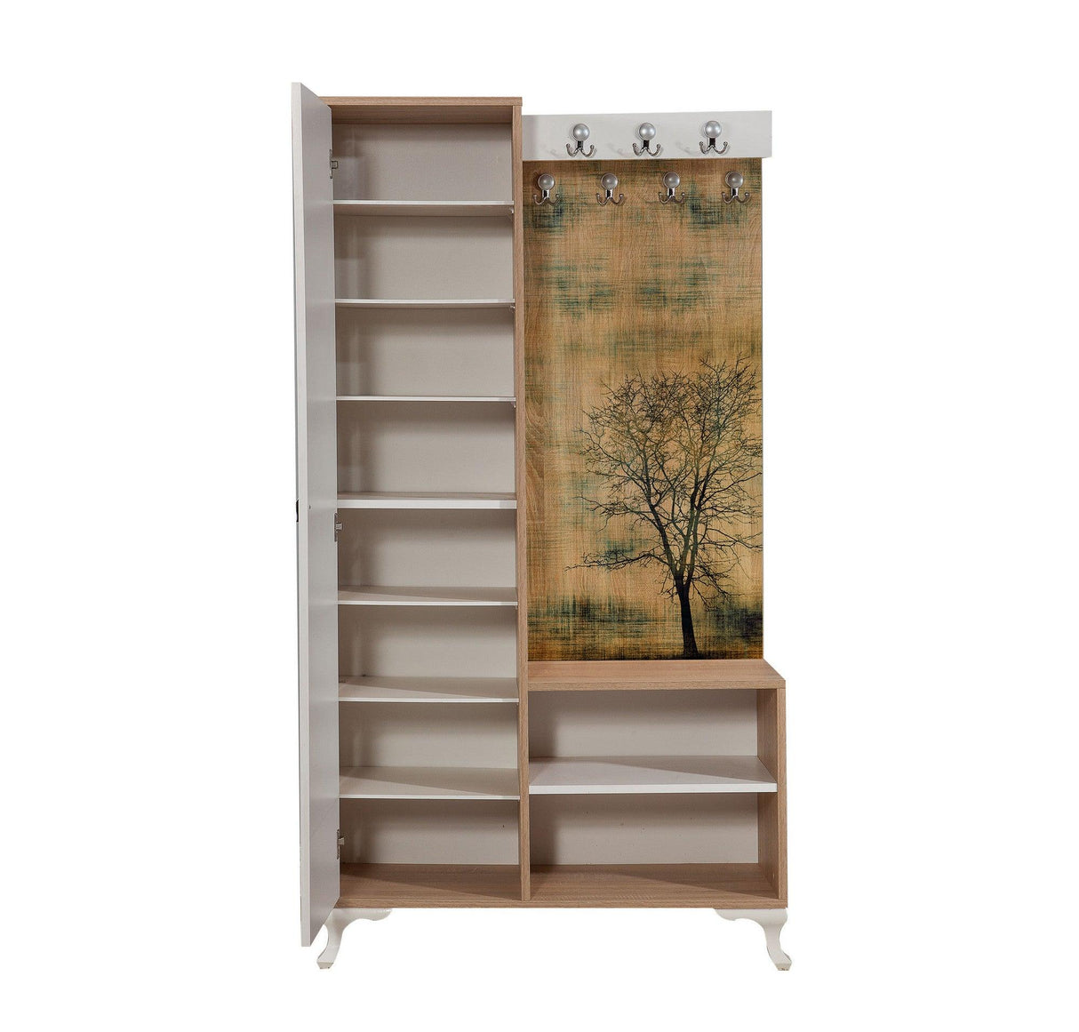 Cuier cu pantofar İNCİ-723 Hall Stand 2, Stejar Sonoma, 190x36x100 cm