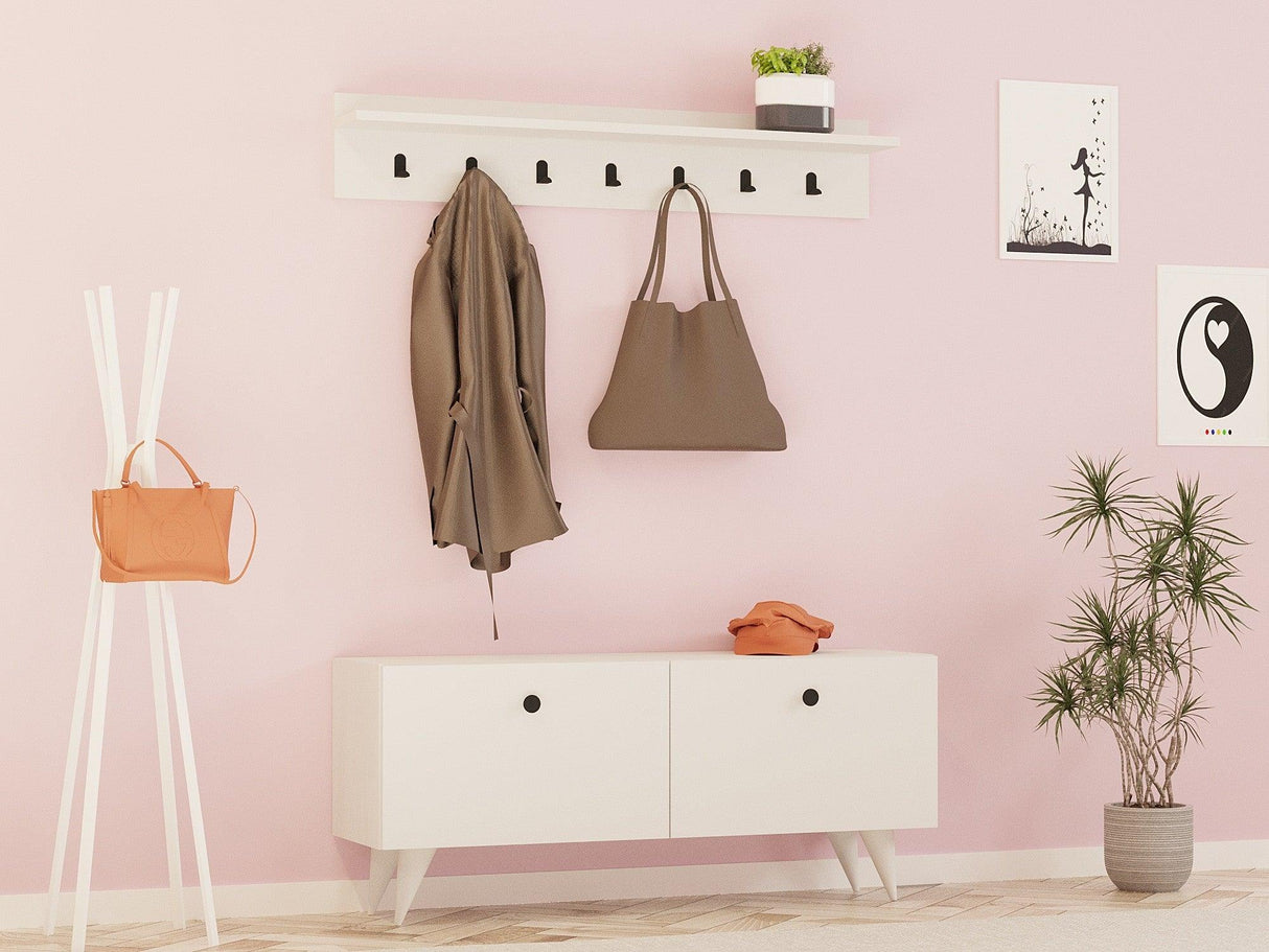 Cuier cu pantofar klass, Alb, 113x48,5x35 cm