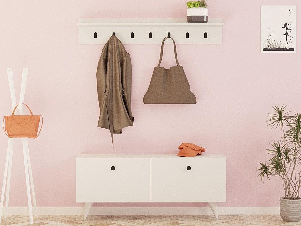 Cuier cu pantofar klass, Alb, 113x48,5x35 cm