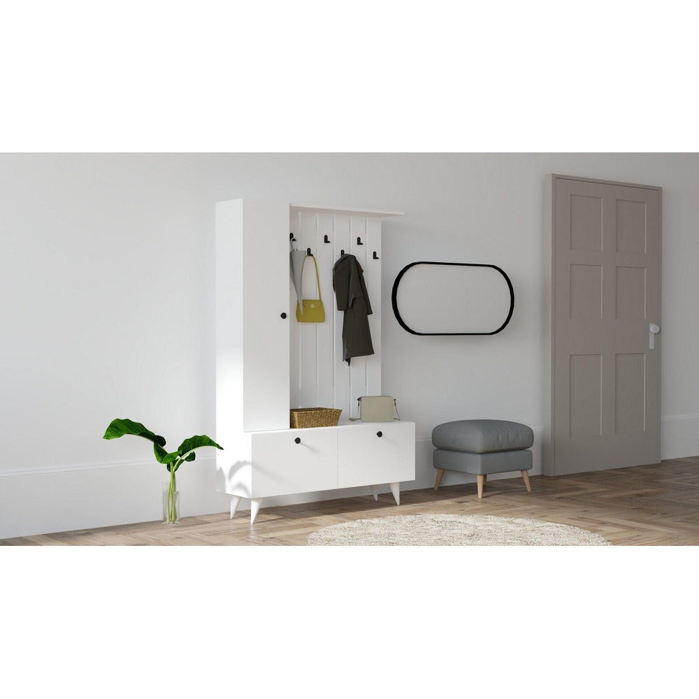 Cuier cu pantofar Lala - White, Alb, 112x170x35 cm