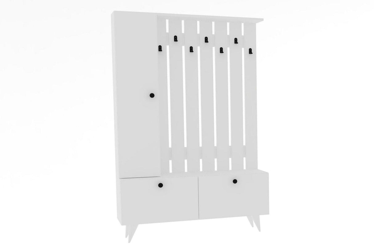 Cuier cu pantofar Lala - White, Alb, 112x170x35 cm