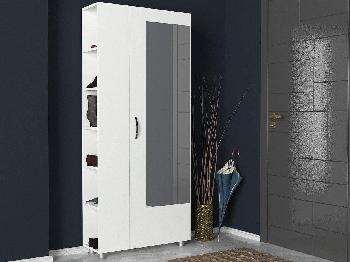 Cuier cu pantofar Meyra, Alb, 80x185x29 cm