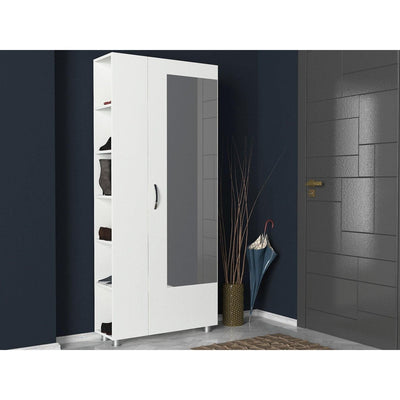 Cuier cu pantofar Meyra, Alb, 80x185x29 cm