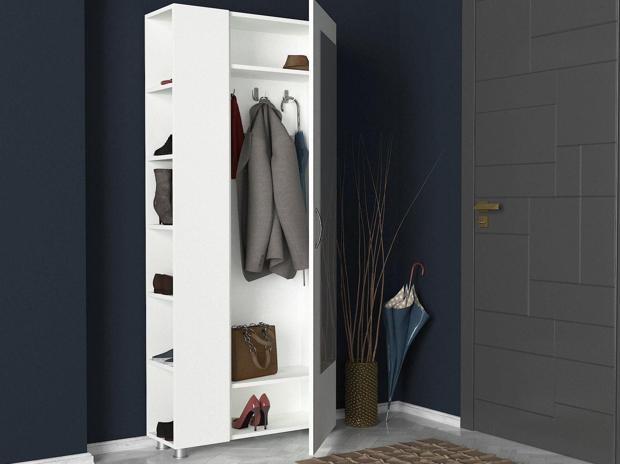 Cuier cu pantofar Meyra, Alb, 80x185x29 cm