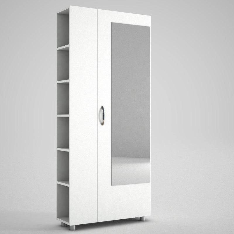 Cuier cu pantofar Meyra, Alb, 80x185x29 cm