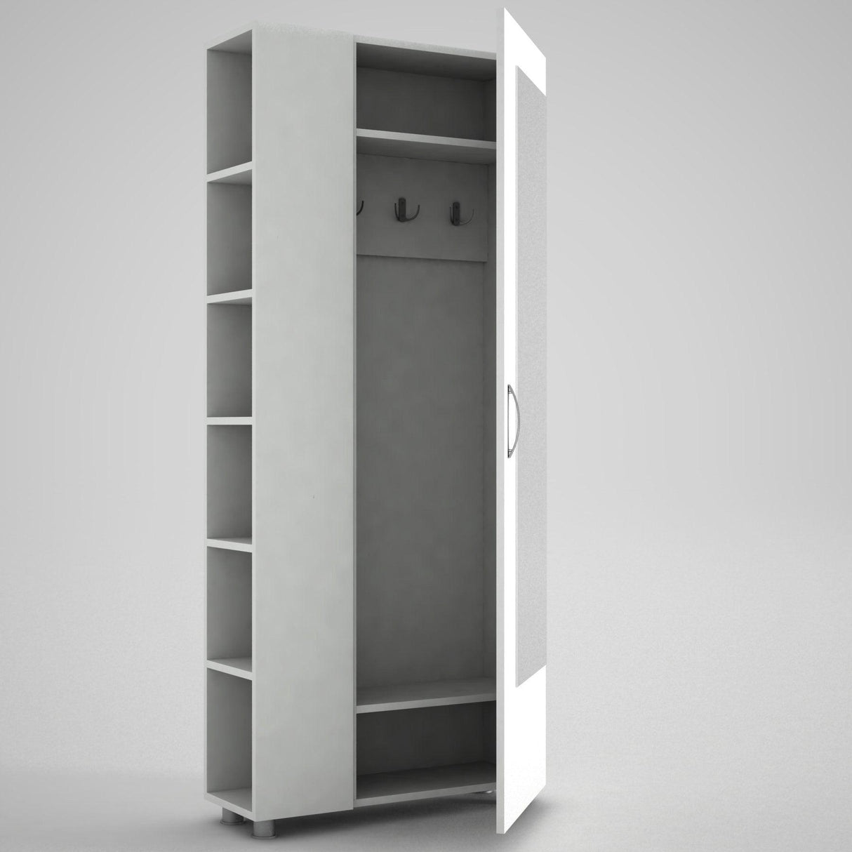 Cuier cu pantofar Meyra, Alb, 80x185x29 cm