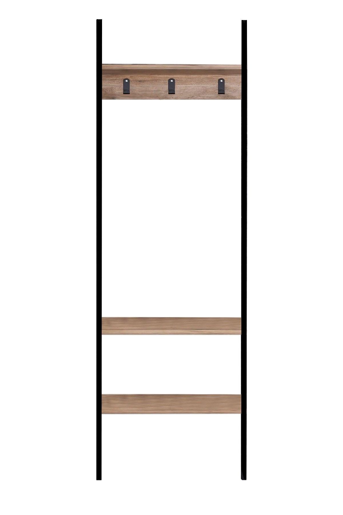 Cuier cu pantofar Nina, Negru, 26x180x54 cm