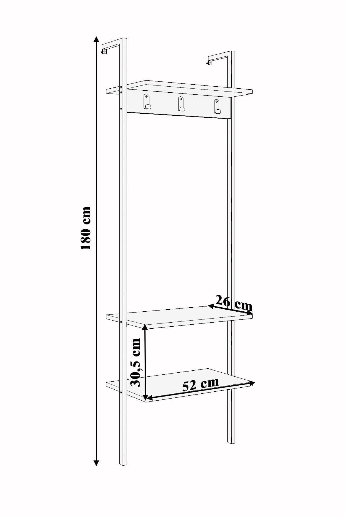 Cuier cu pantofar Nina, Negru, 26x180x54 cm
