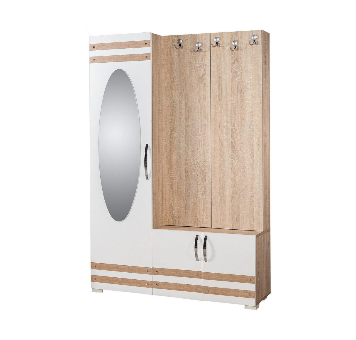 Cuier cu pantofar SİHİRLİ-200 Hall Stand, Stejar Sonoma, 195x36x125 cm