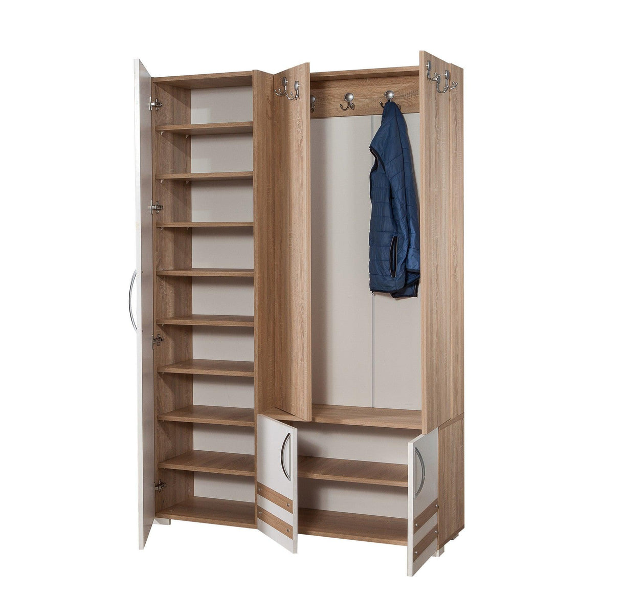 Cuier cu pantofar SİHİRLİ-200 Hall Stand, Stejar Sonoma, 195x36x125 cm