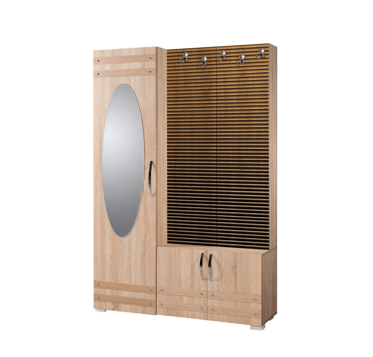 Cuier cu pantofar SİHİRLİ-220 Hall Stand 1, Stejar Sonoma, 195x36x125 cm