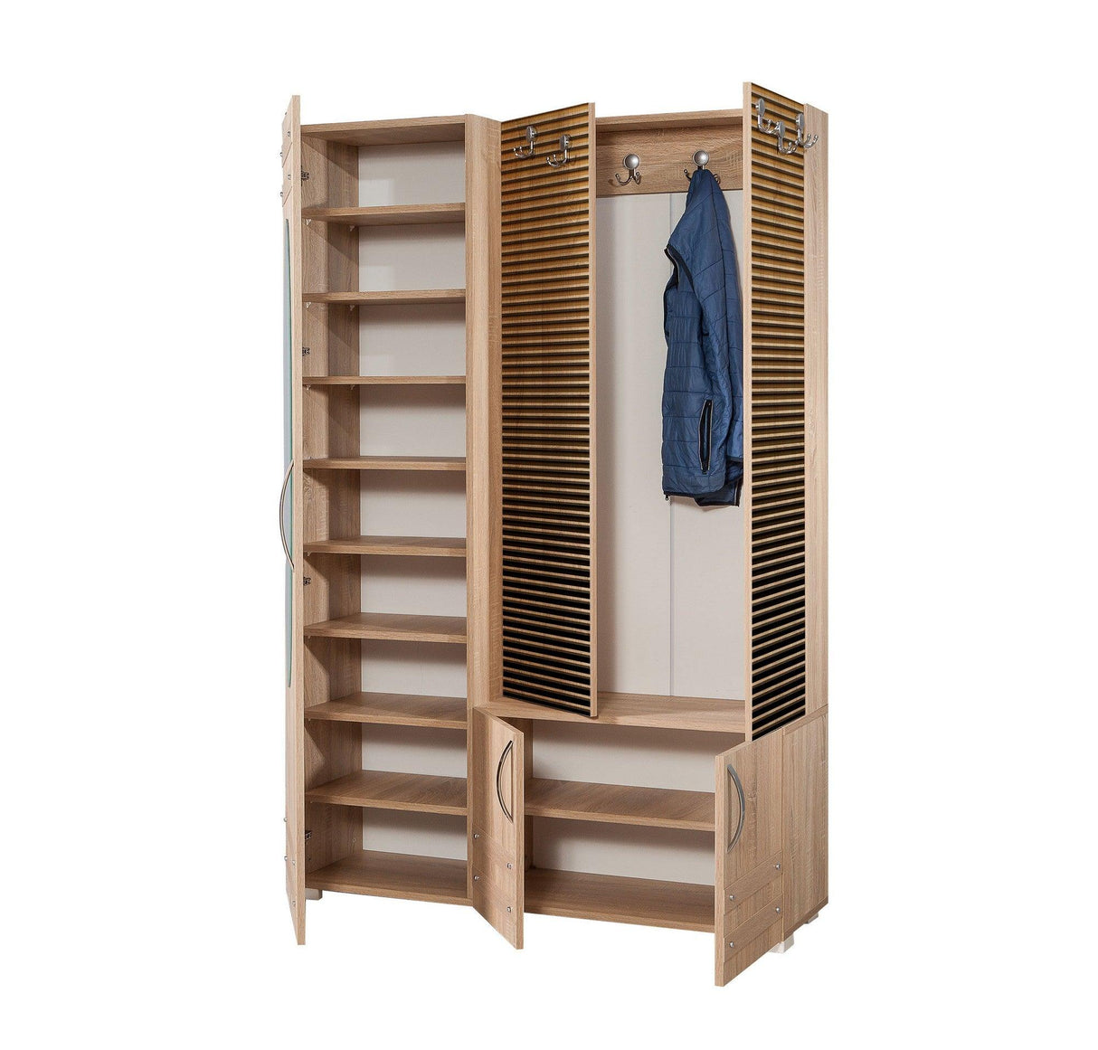 Cuier cu pantofar SİHİRLİ-220 Hall Stand 1, Stejar Sonoma, 195x36x125 cm