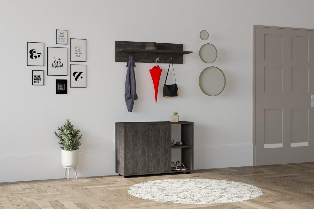 Cuier cu pantofar Sahra, Gri, 90x63x30 cm