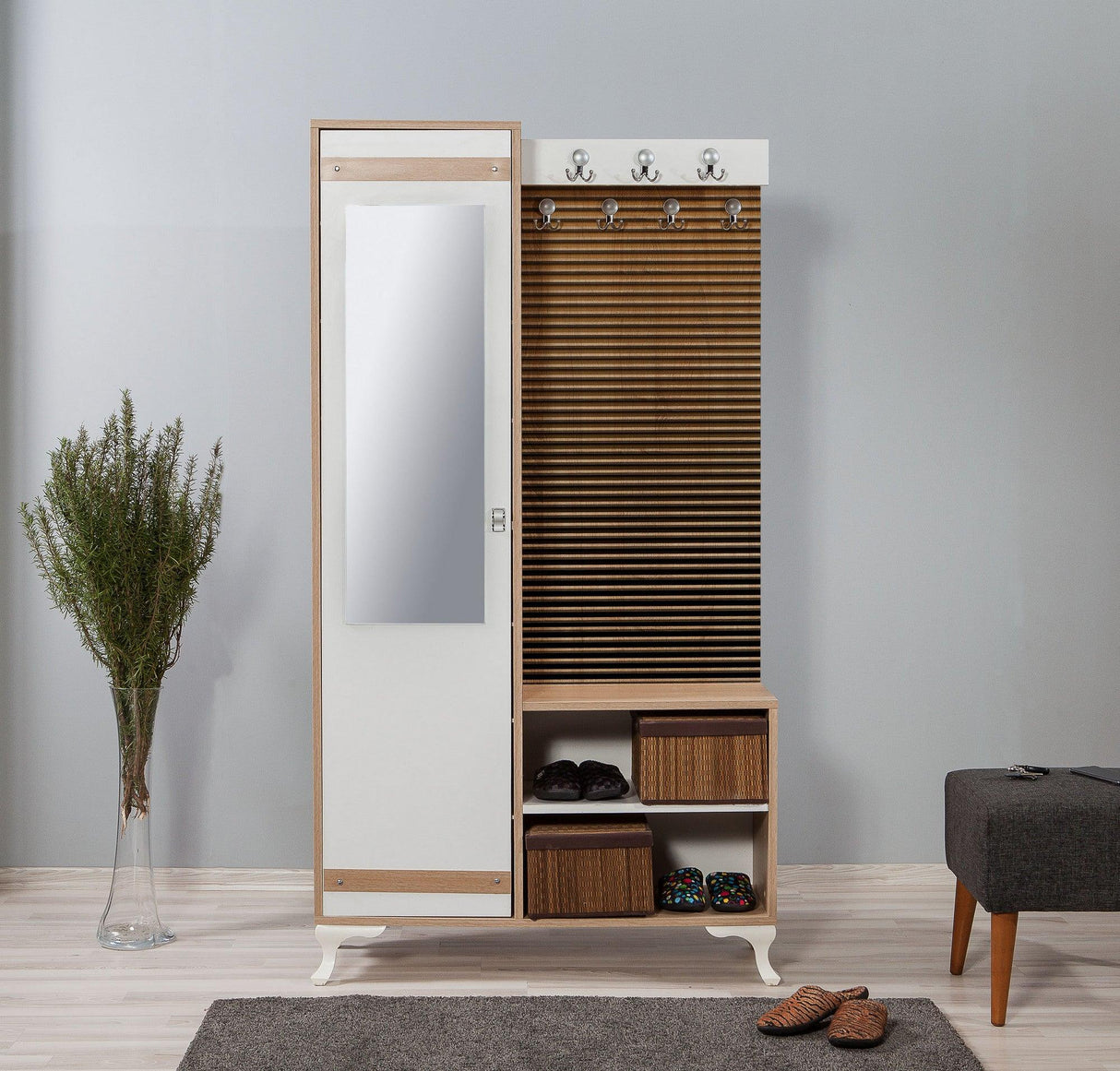 Cuier cu pantofar Star-220, Stejar Sonoma, 100x190x36 cm