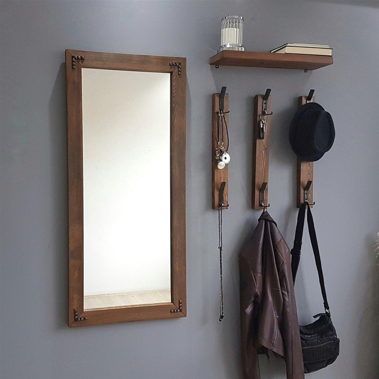 Cuier cu pantofar V109, Nuc, 2x110x50 cm