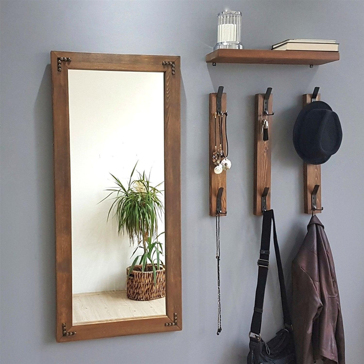 Cuier cu pantofar V109, Nuc, 2x110x50 cm