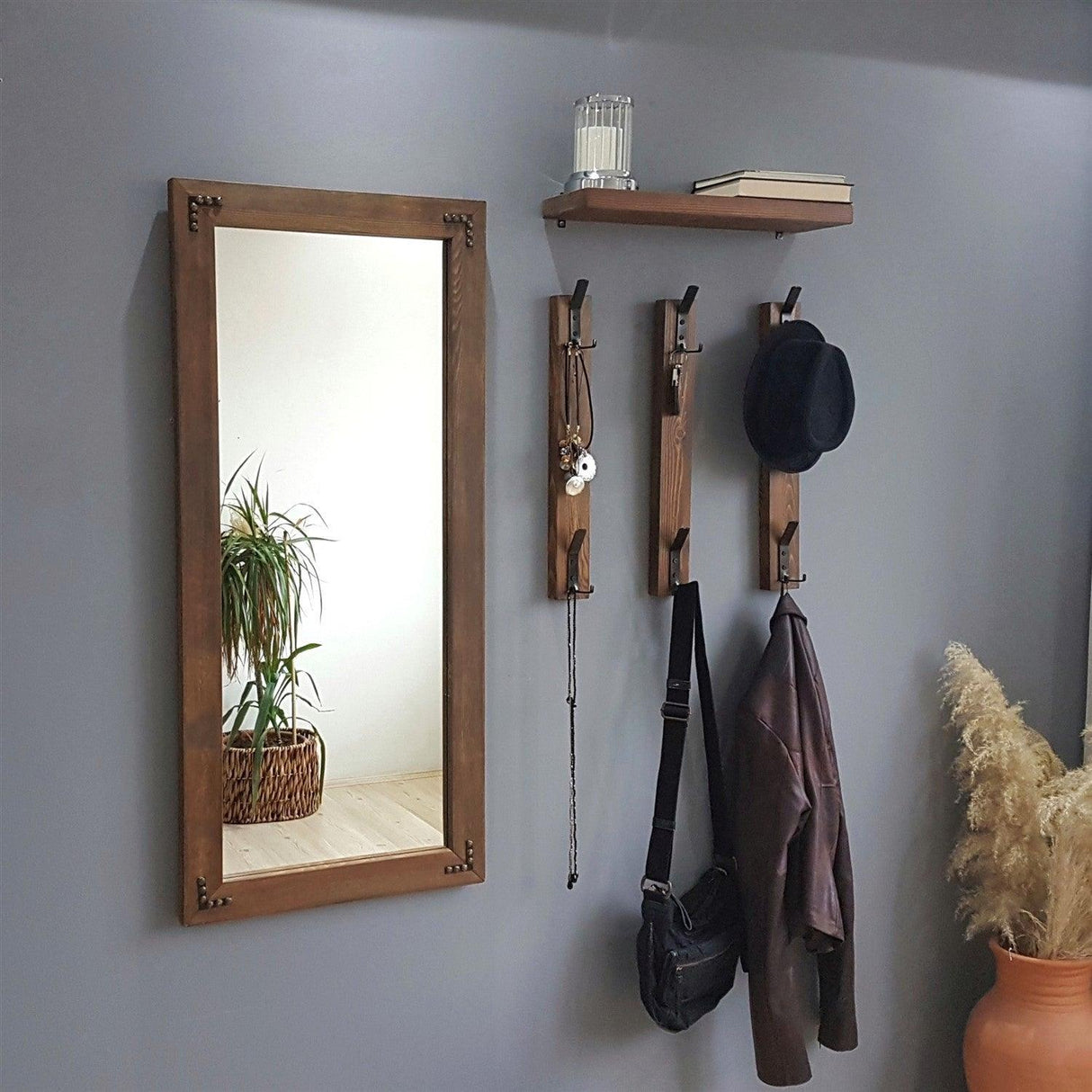 Cuier cu pantofar V109, Nuc, 2x110x50 cm