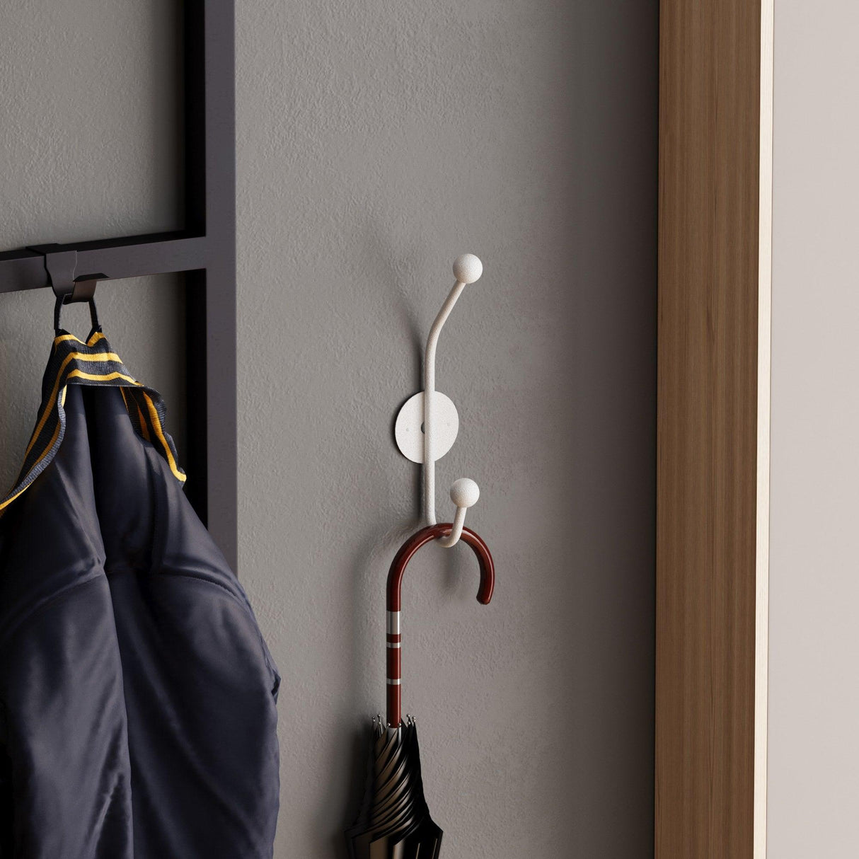 Cuier de hol metalic Metal Wall Hook Antonio 7, Alb, 6x9 cm