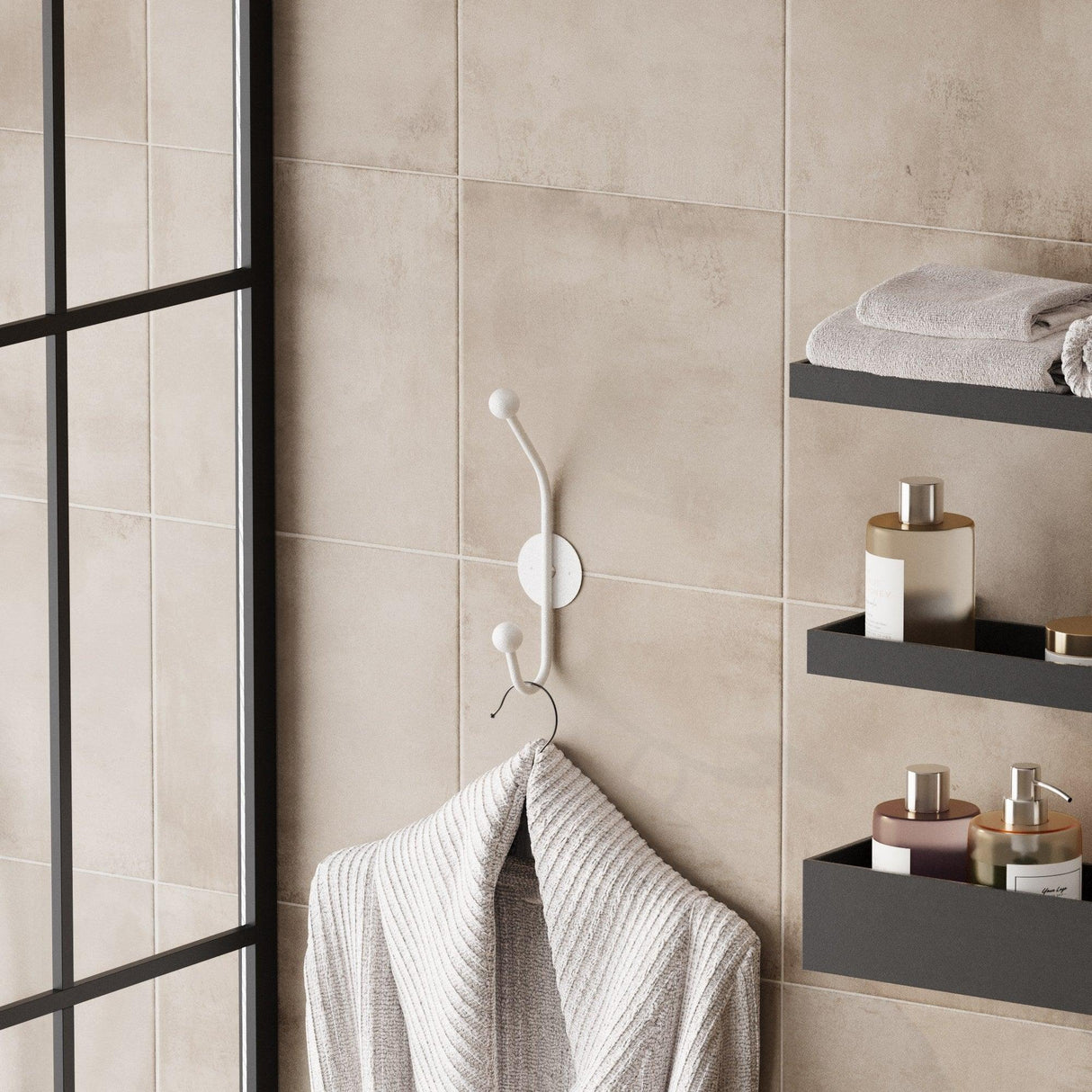 Cuier de hol metalic Metal Wall Hook Antonio 7, Alb, 6x9 cm