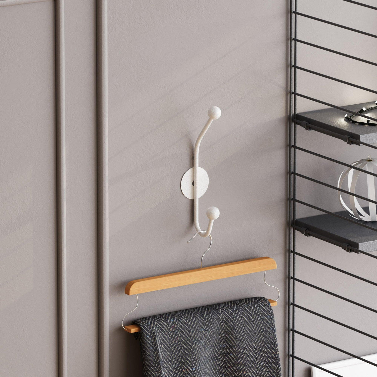 Cuier de hol metalic Metal Wall Hook Antonio 7, Alb, 6x9 cm