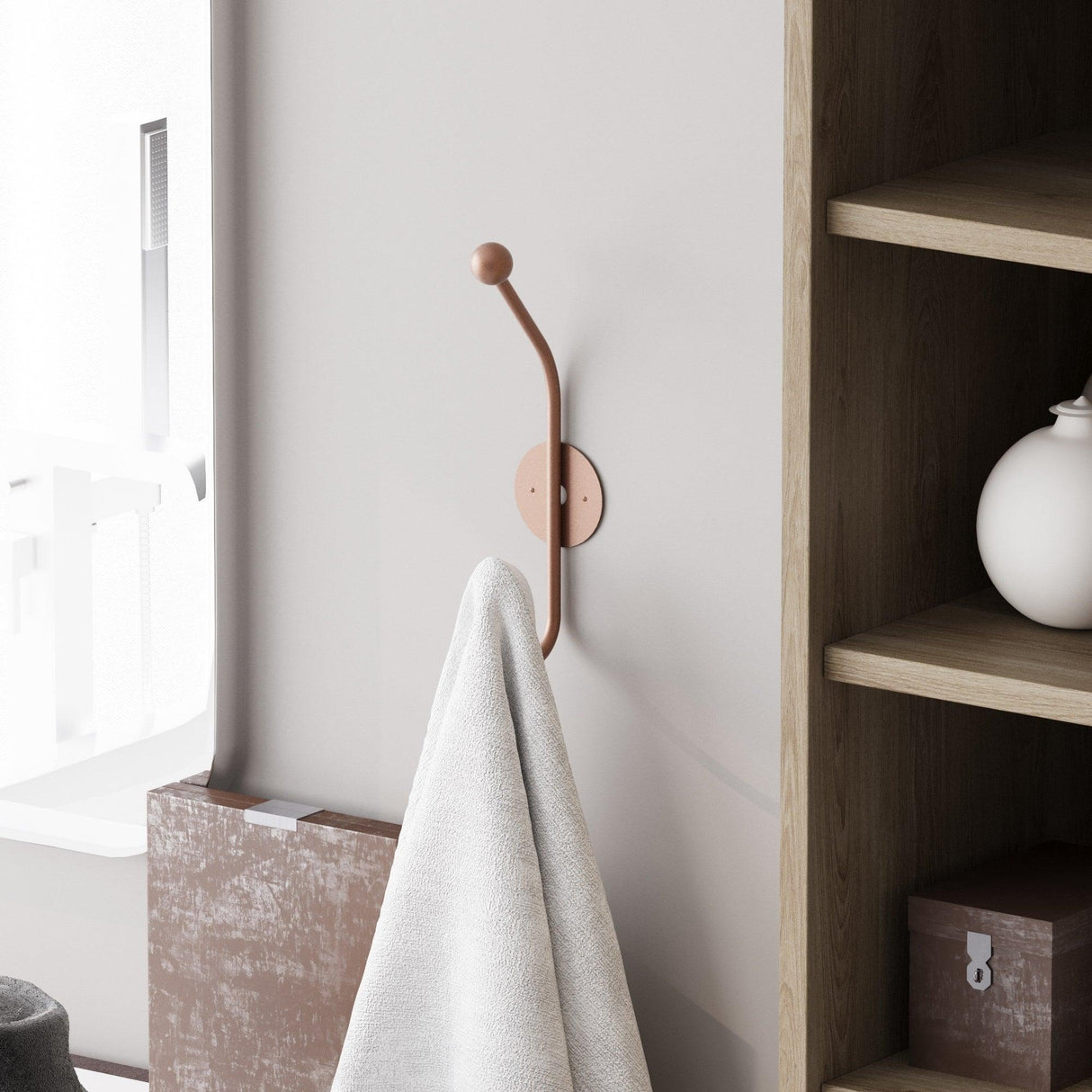 Cuier de hol metalic Metal Wall Hook Antonio 8, Cupru, 6x9 cm