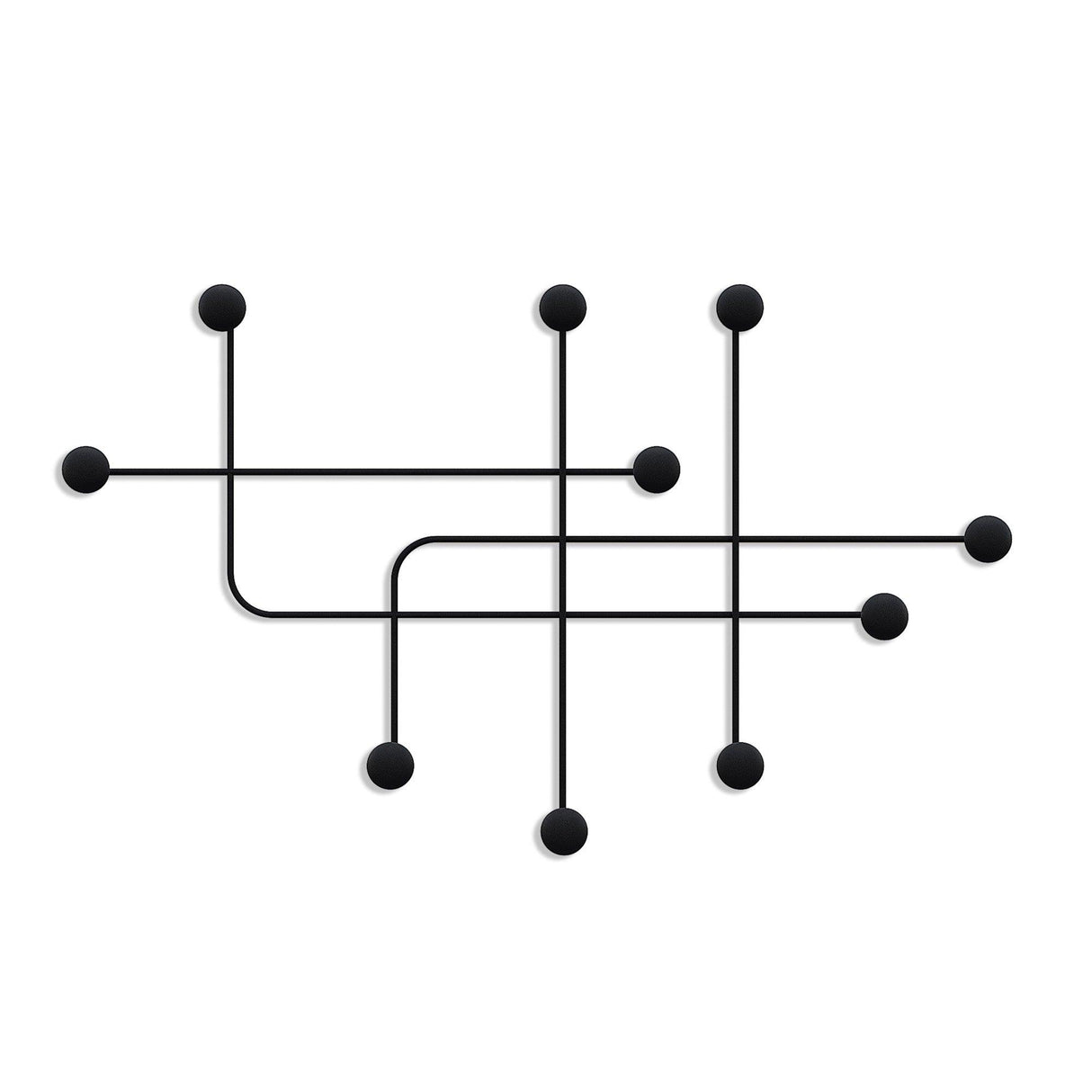 Cuier de hol metalic Metal Wall Hook Antonio 9, Negru, 107x64x10 cm