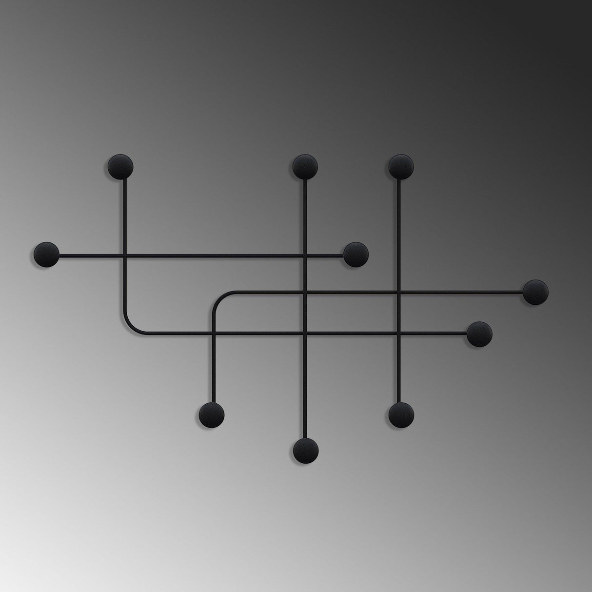 Cuier de hol metalic Metal Wall Hook Antonio 9, Negru, 107x64x10 cm