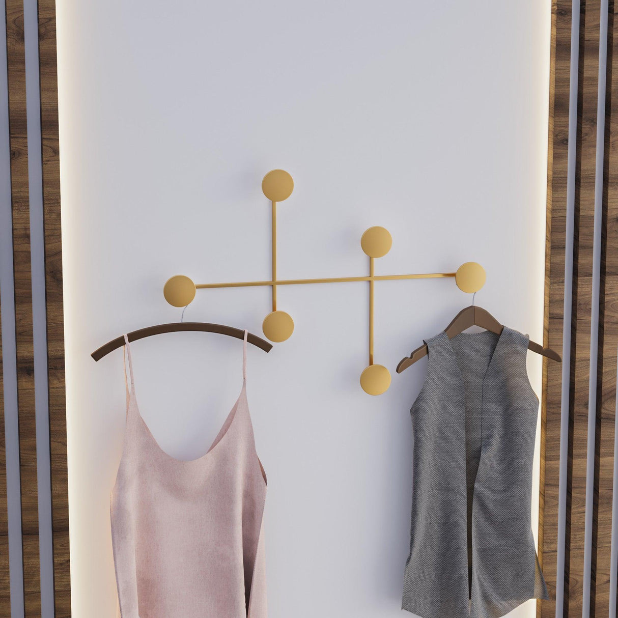 Cuier de hol metalic Metal Wall Hook Artistic 2, Aur, 82x60x10 cm