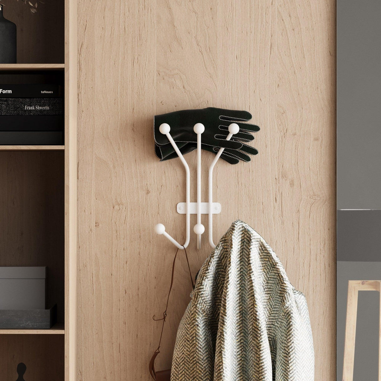 Cuier de hol metalic Metal Wall Hook Classic 1, Alb, 23x13 cm