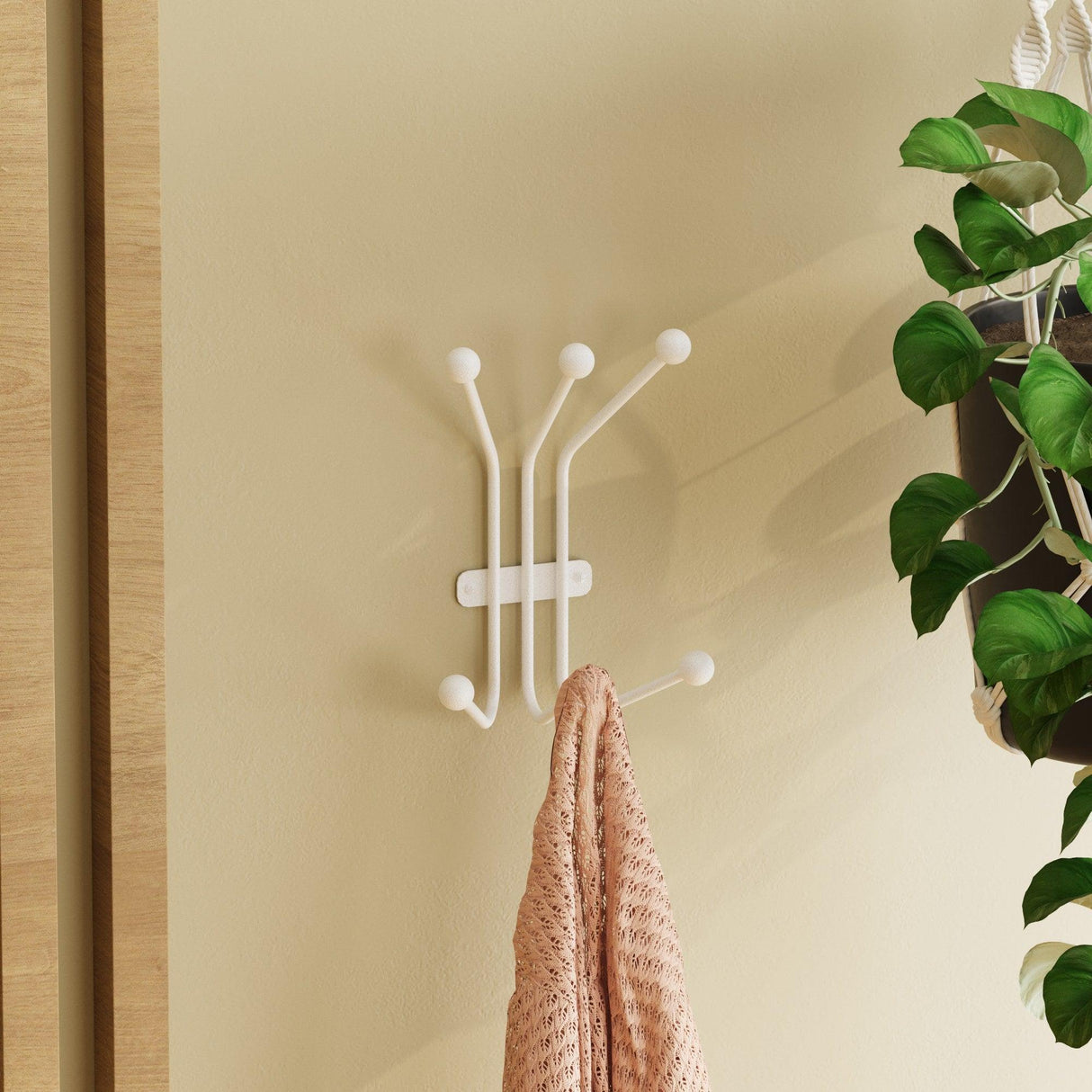 Cuier de hol metalic Metal Wall Hook Classic 1, Alb, 23x13 cm