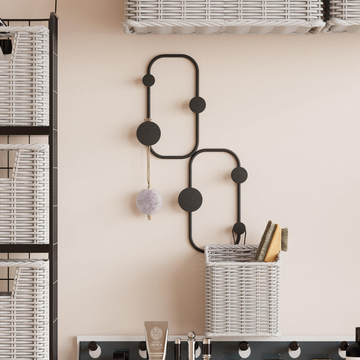 Cuier de hol metalic Metal Wall Hook Elegance 1, Negru, 26x5 cm