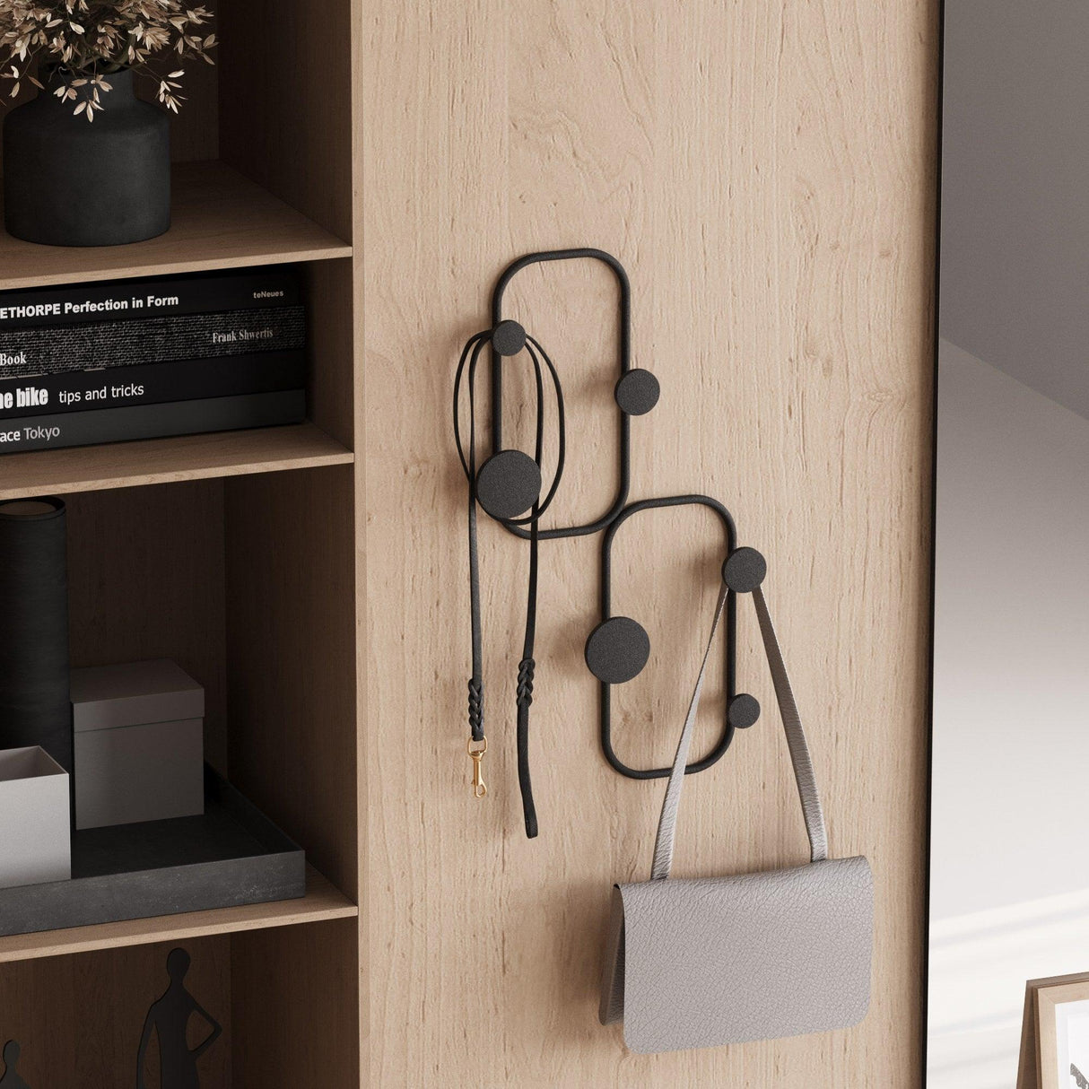 Cuier de hol metalic Metal Wall Hook Elegance 1, Negru, 26x5 cm